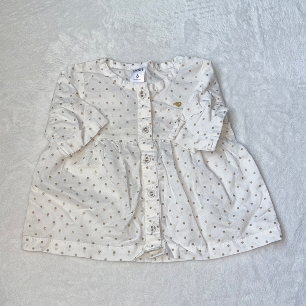 carters White Polka Dot button up shirt